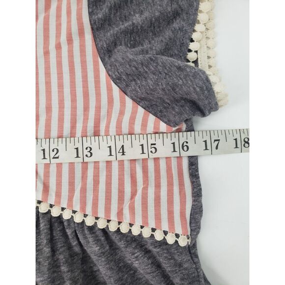 THML Anthropologie Sz XS Short Flutter Sleeve Boho Blouse Top Stripe Tassel Trim - Picture 8 of 10